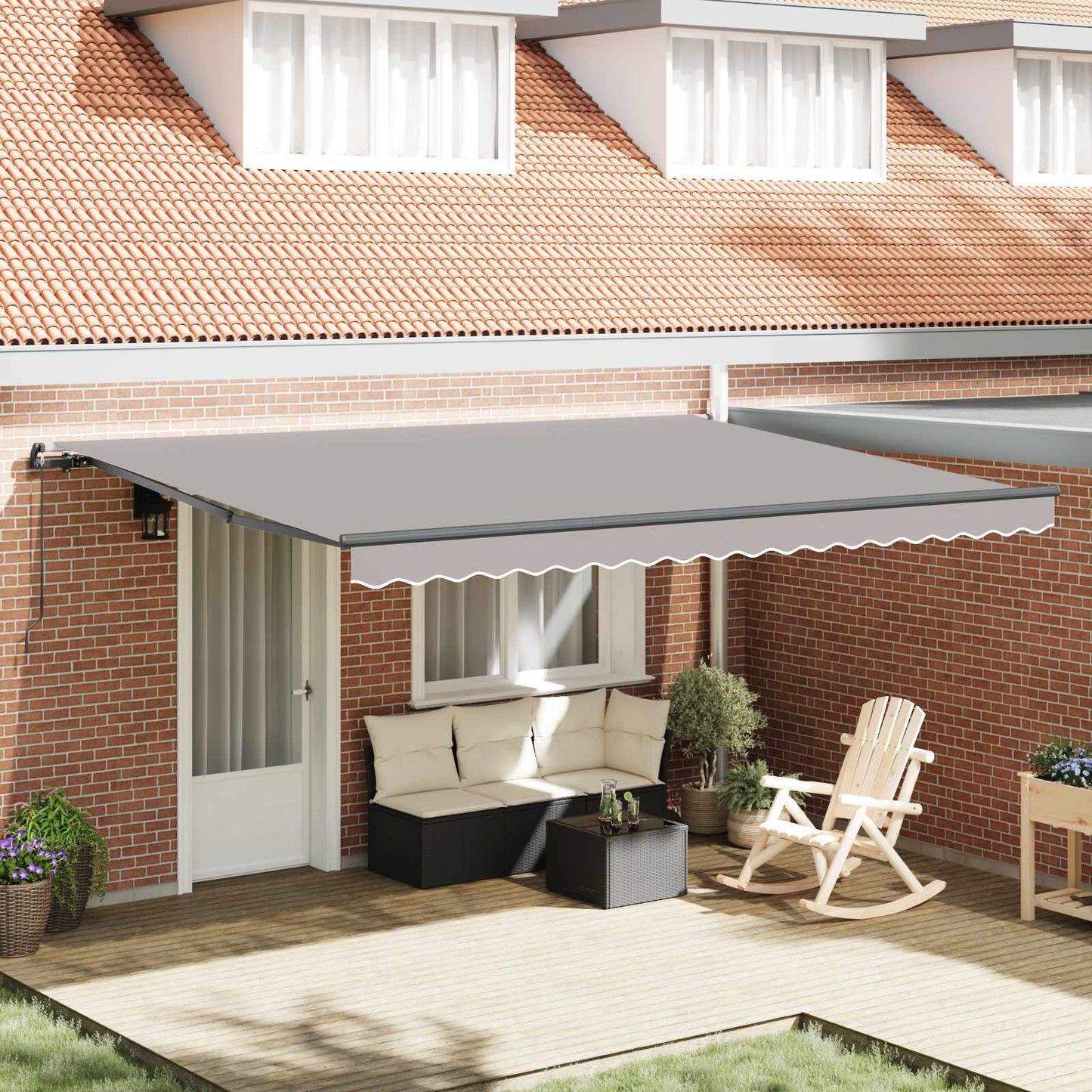 vidaXL Retractable Awning Light Grey 450 x 300 cm