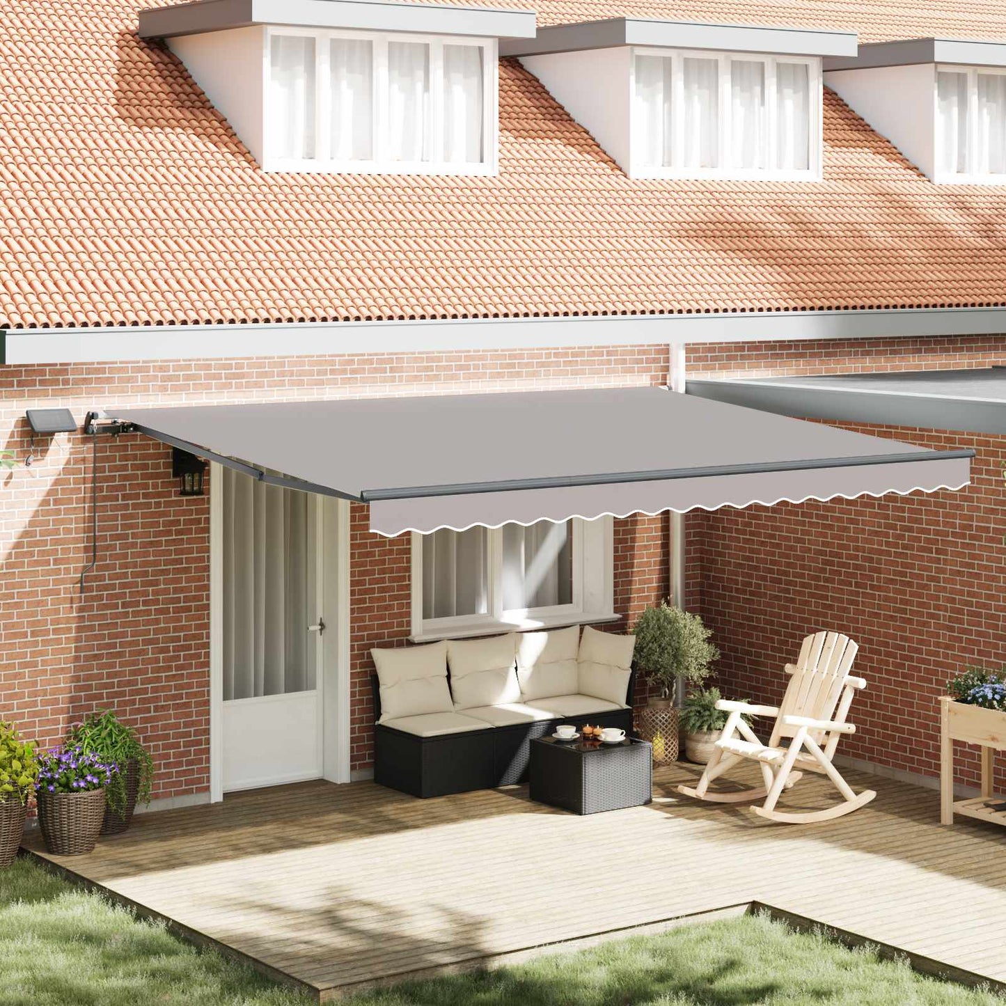 vidaXL Retractable Awning Light Grey 450 x 300 cm Fabric and Aluminium