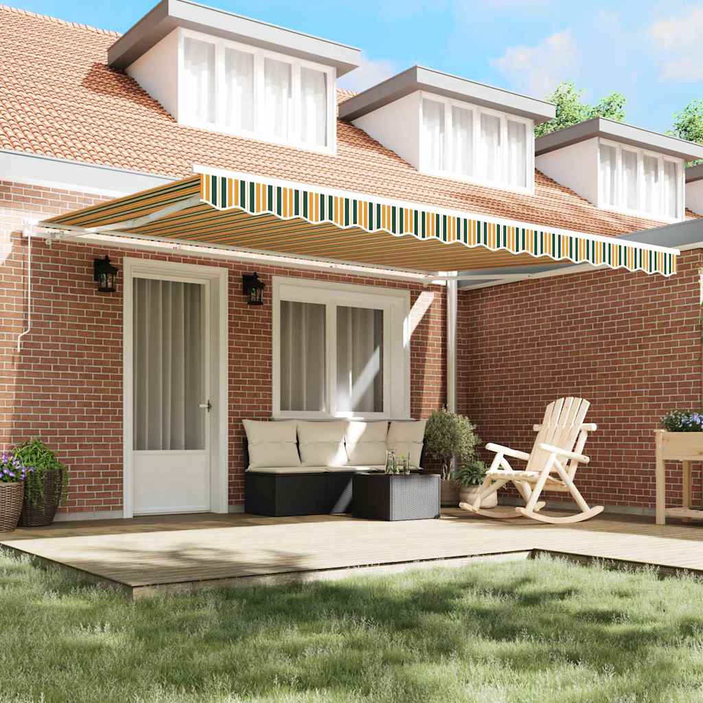 vidaXL Retractable Awning Green and Yellow 450 x 300 x 165 cm