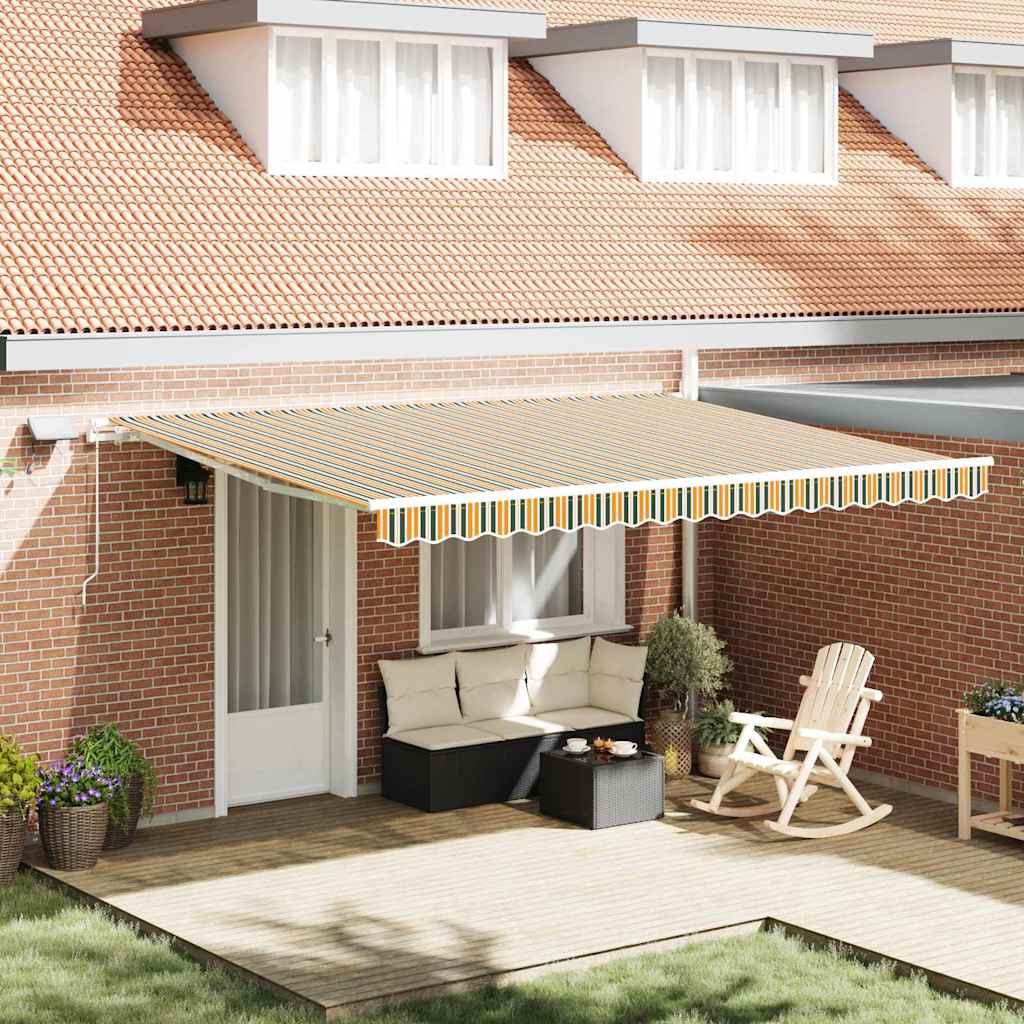 vidaXL Retractable Awning Green and yellow 450 x 300 cm