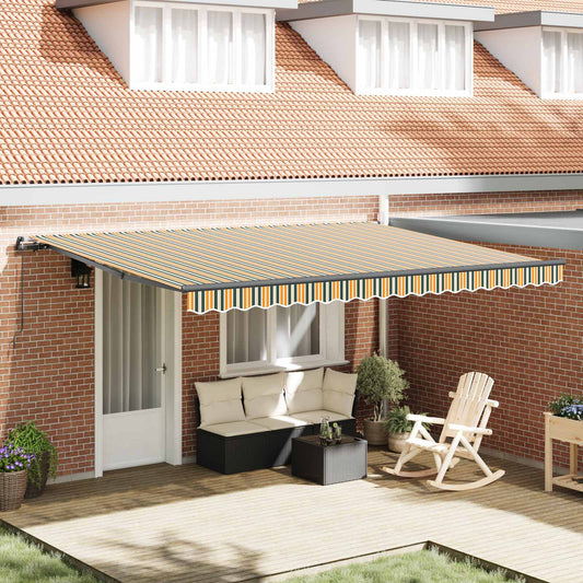 vidaXL Retractable Awning Green and yellow 450 x 300 cm