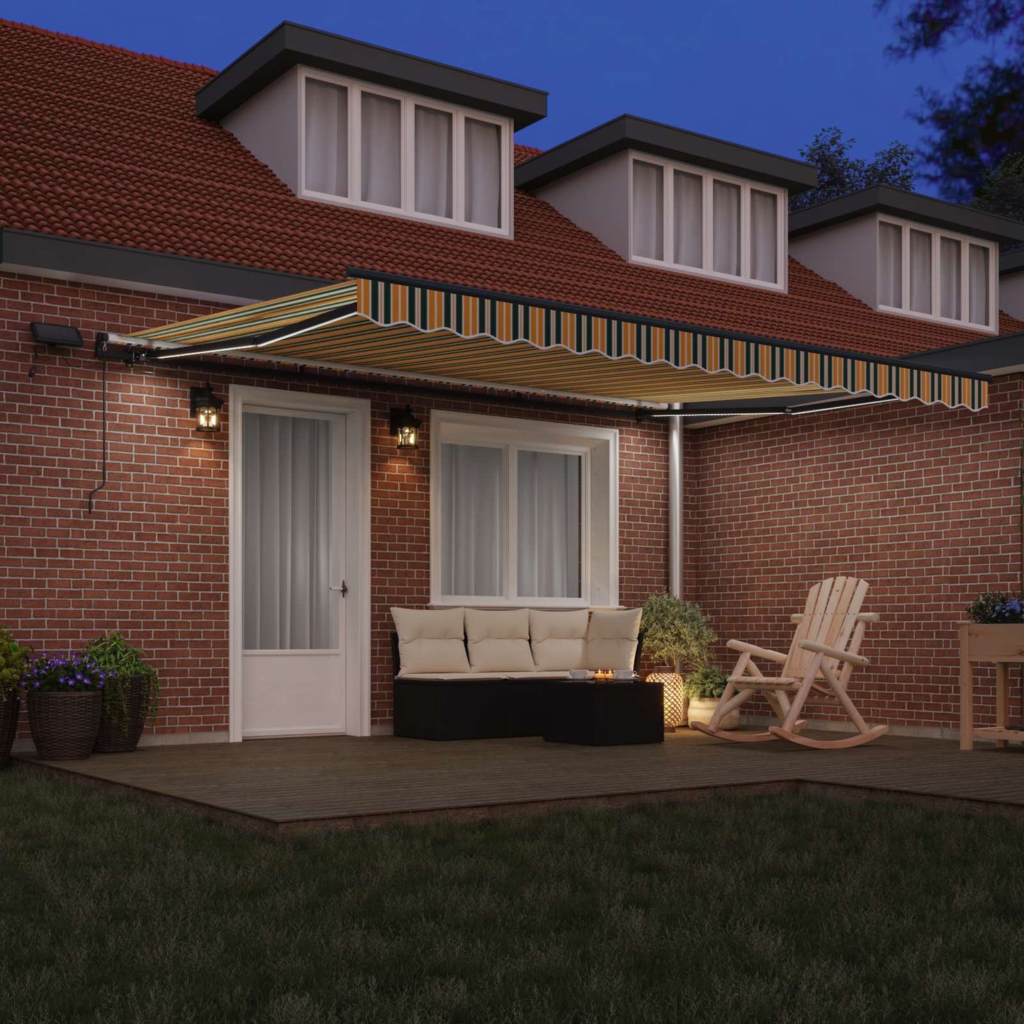 vidaXL Retractable Awning Green and yellow 450 x 300 cm