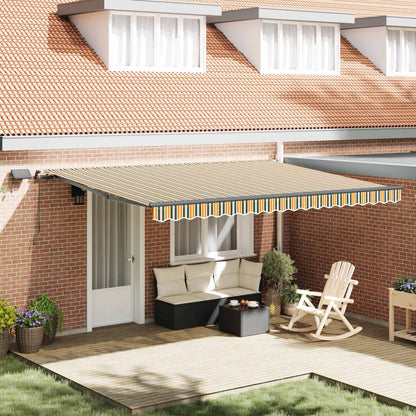 vidaXL Retractable Awning Green and yellow 450 x 300 cm