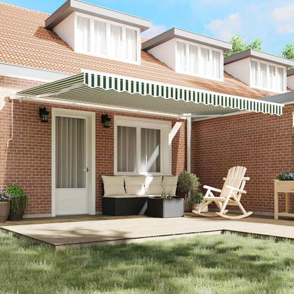vidaXL Retractable Awning Green and White 450 x 300 x 165 cm
