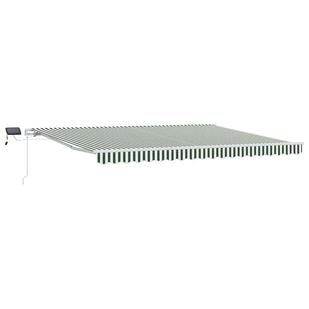 vidaXL Retractable Awning Green and White 450 x 300 cm