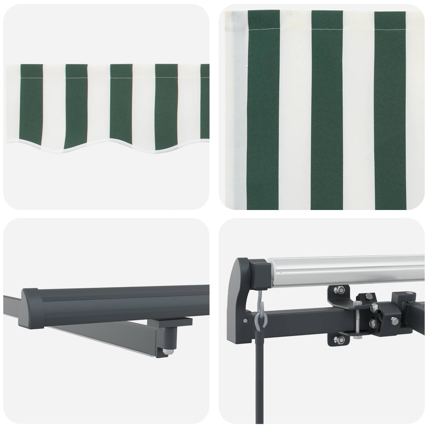 vidaXL Retractable Awning Green and white 450 x 300 cm Fabric