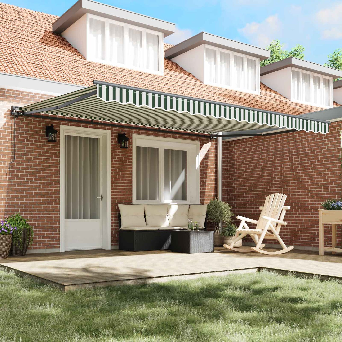 vidaXL Awning Frame Green and White 450 x 300 cm