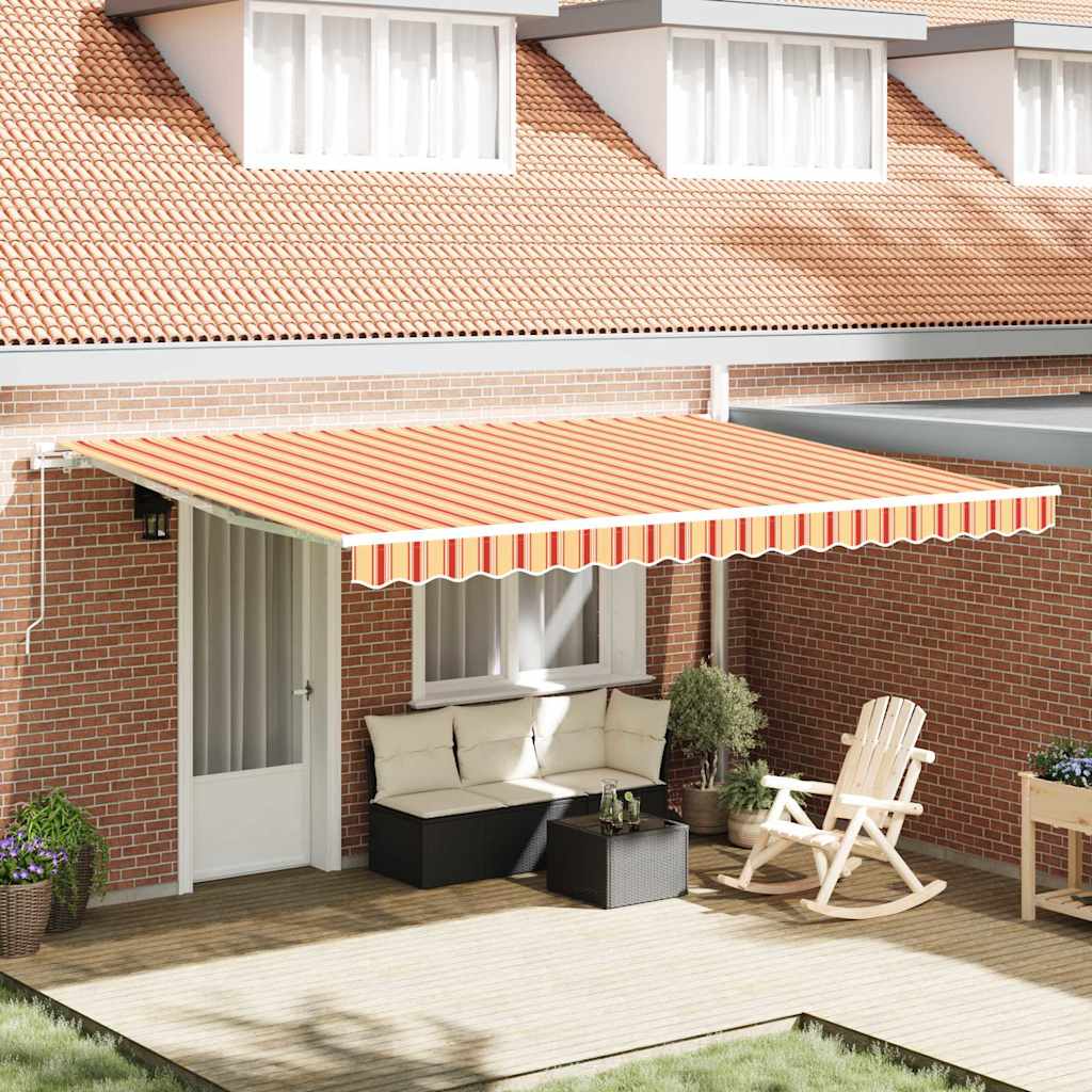 vidaXL Retractable Awning Yellow and Orange 450 x 350 x 165 cm