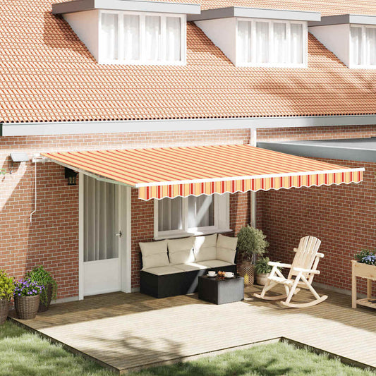 vidaXL Retractable Awning Manual Yellow and Orange 450 x 350 cm