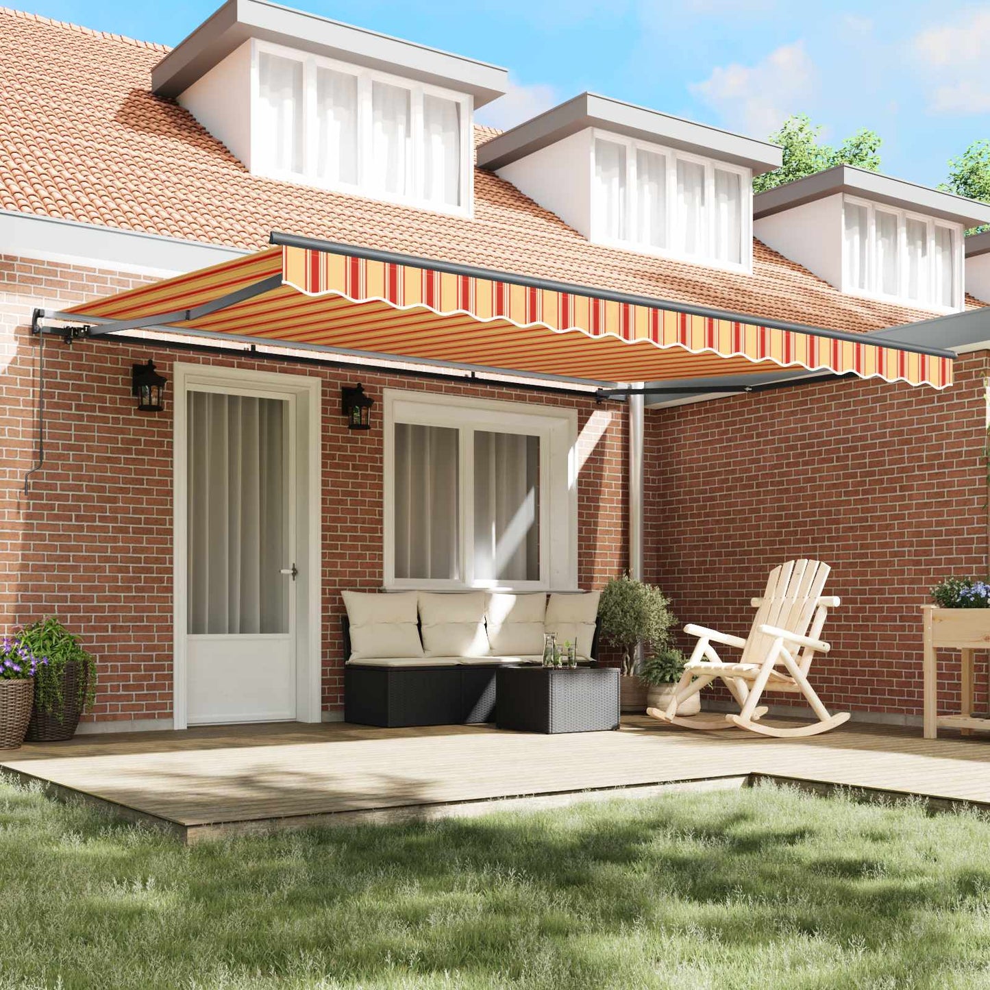 vidaXL Retractable Awning Yellow and Orange 450 x 350 cm