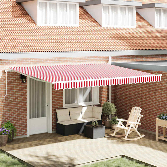 vidaXL Retractable Awning Red and White 450 x 350 x 165 cm