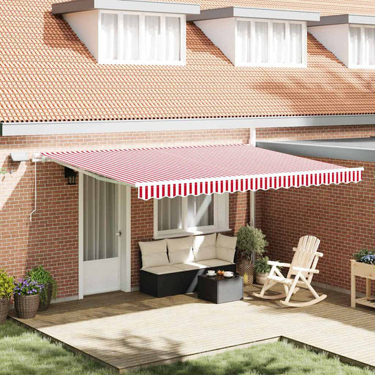 vidaXL Retractable Awning Red and White 450 x 350 cm