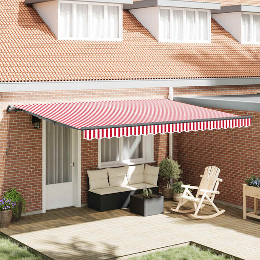 vidaXL Retractable Awning Red and White 450 x 350 cm