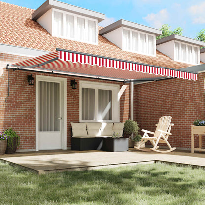 vidaXL Retractable Awning Red and White 450 x 350 cm