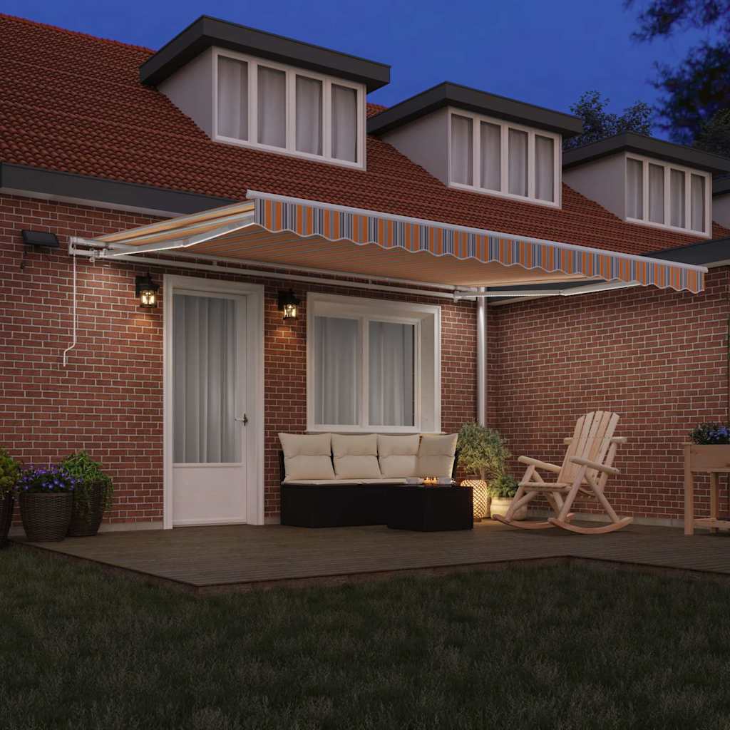 vidaXL Retractable Awning Multicolour 450 x 350 cm Fabric and Steel
