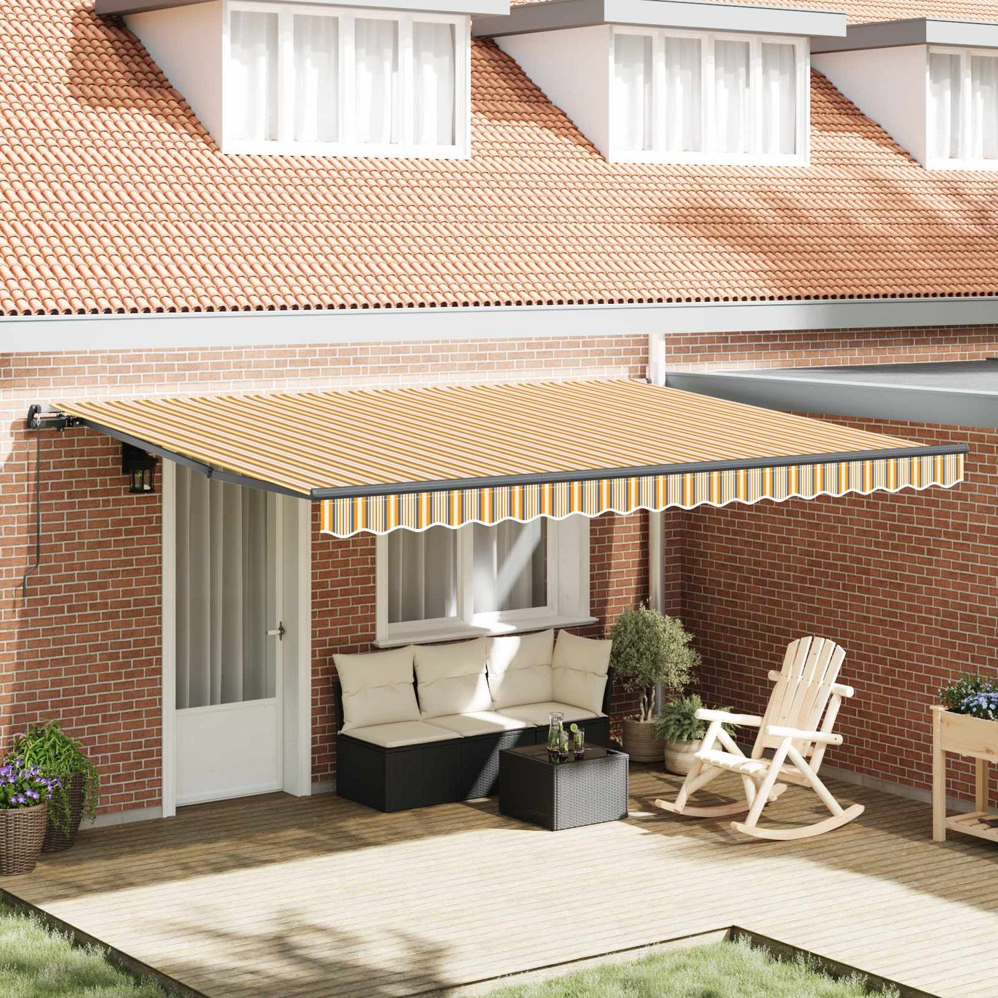 vidaXL Retractable Awning Multicolour 450 x 350 cm
