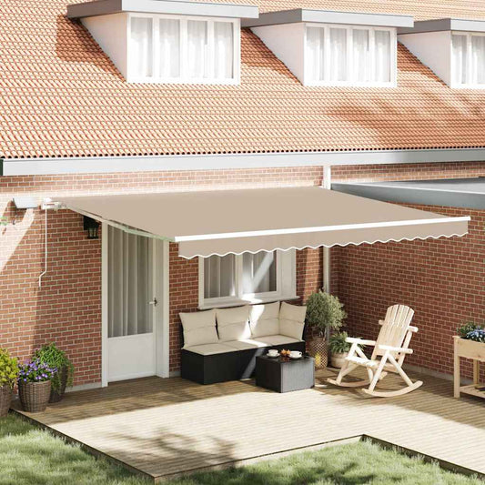 vidaXL Retractable Awning Beige 450 x 350 cm Fabric and Aluminium
