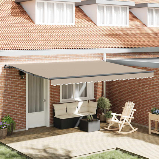 vidaXL Retractable Awning Beige 450 x 350 cm Polyester and Aluminium