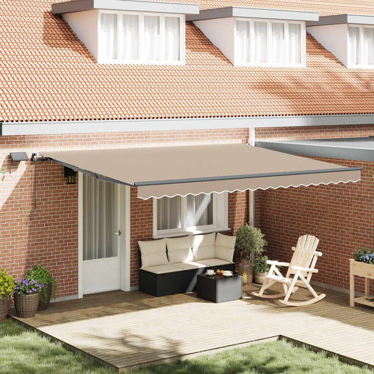 vidaXL Retractable Awning Beige 450 x 350 cm Fabric and Aluminium