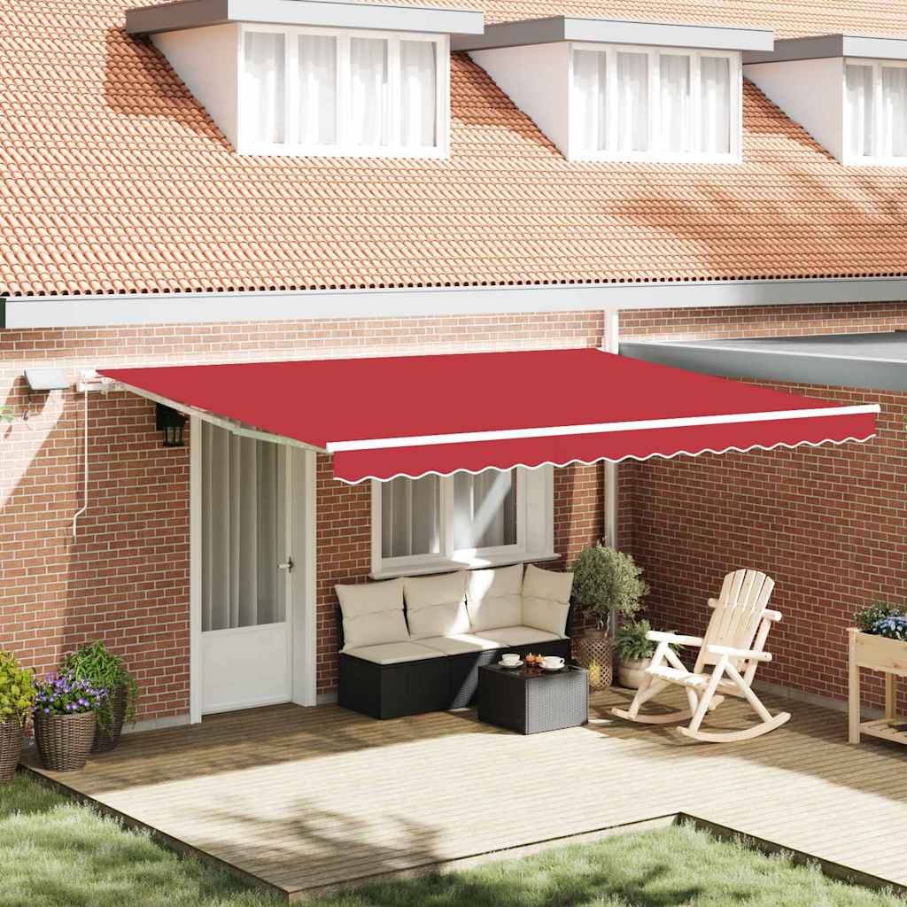 vidaXL Retractable Awning Manual Red 450 x 350 cm Fabric and Steel