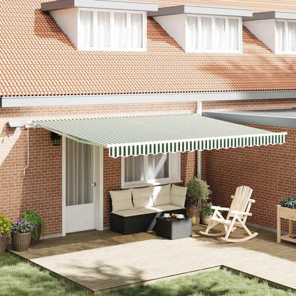 vidaXL Retractable Awning Green and White 450 x 350 cm