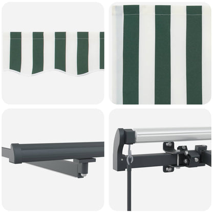 vidaXL Retractable Awning Green and white 450 x 350 cm Fabric