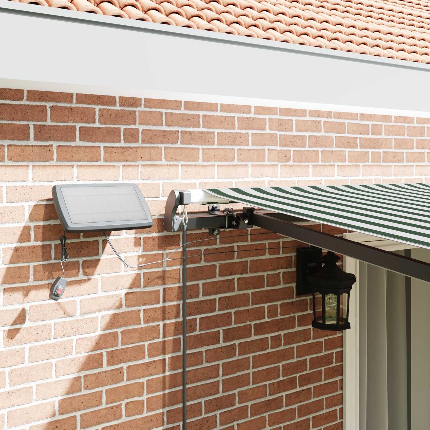 vidaXL Retractable Awning Green and white 450 x 350 cm Fabric