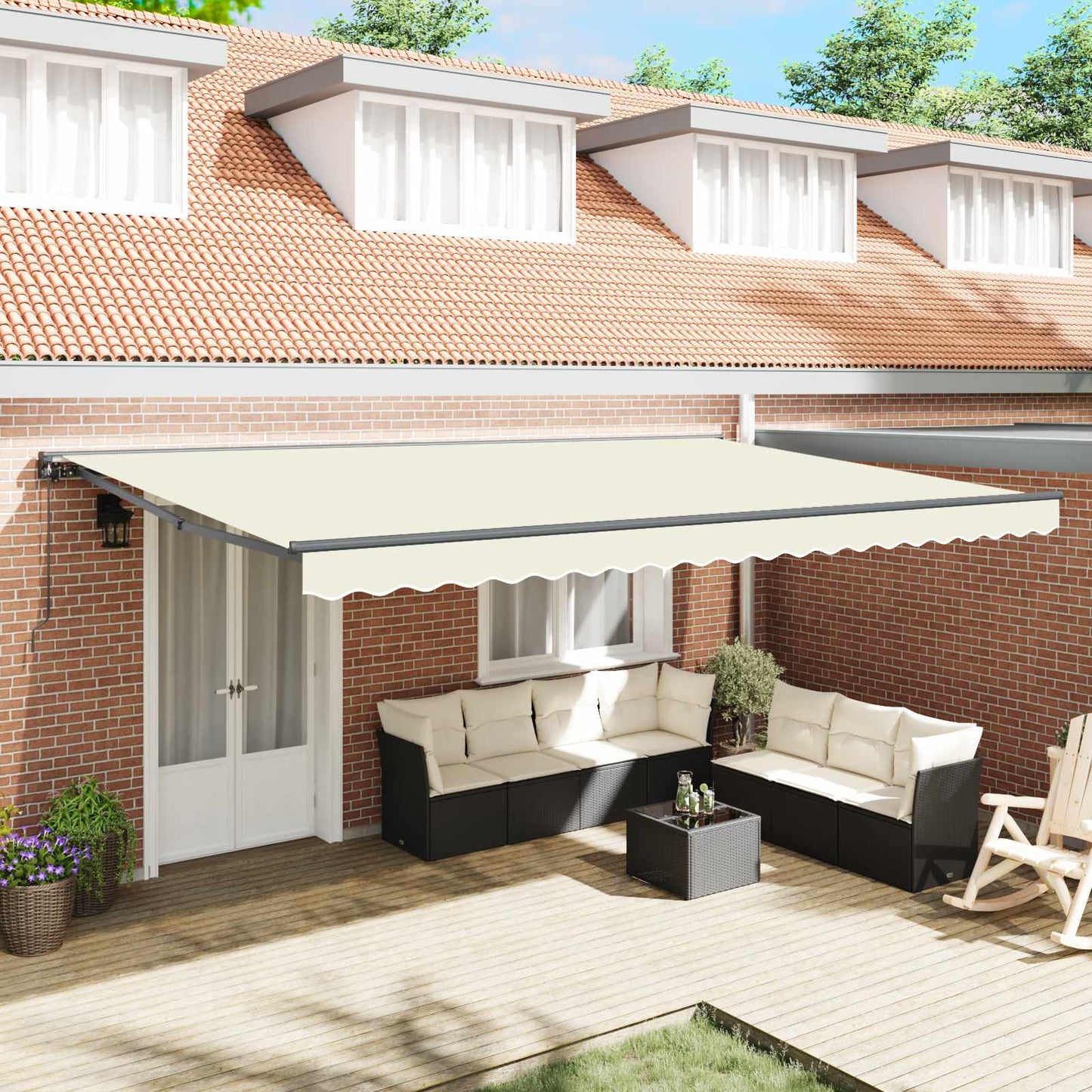 vidaXL Awning Frame Cream 500 x 300 cm Polyester with PU coating