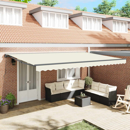 vidaXL Awning Frame Cream 500 x 300 cm Polyester with PU coating