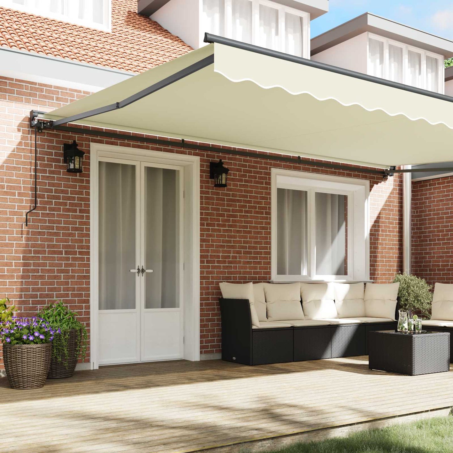 vidaXL Awning Frame Cream 500 x 300 cm Polyester with PU coating