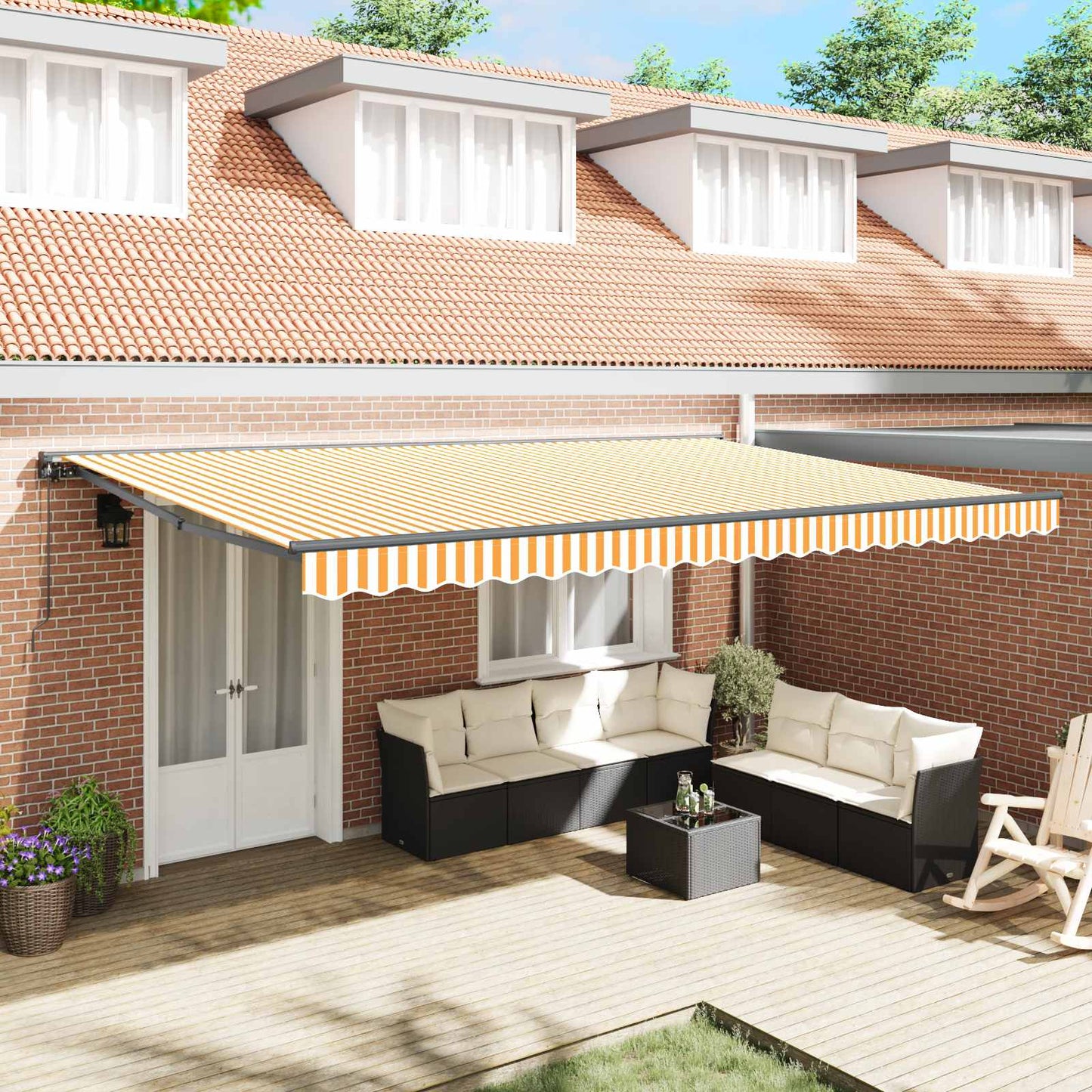 vidaXL Awning Frame Yellow and White 500 x 300 cm