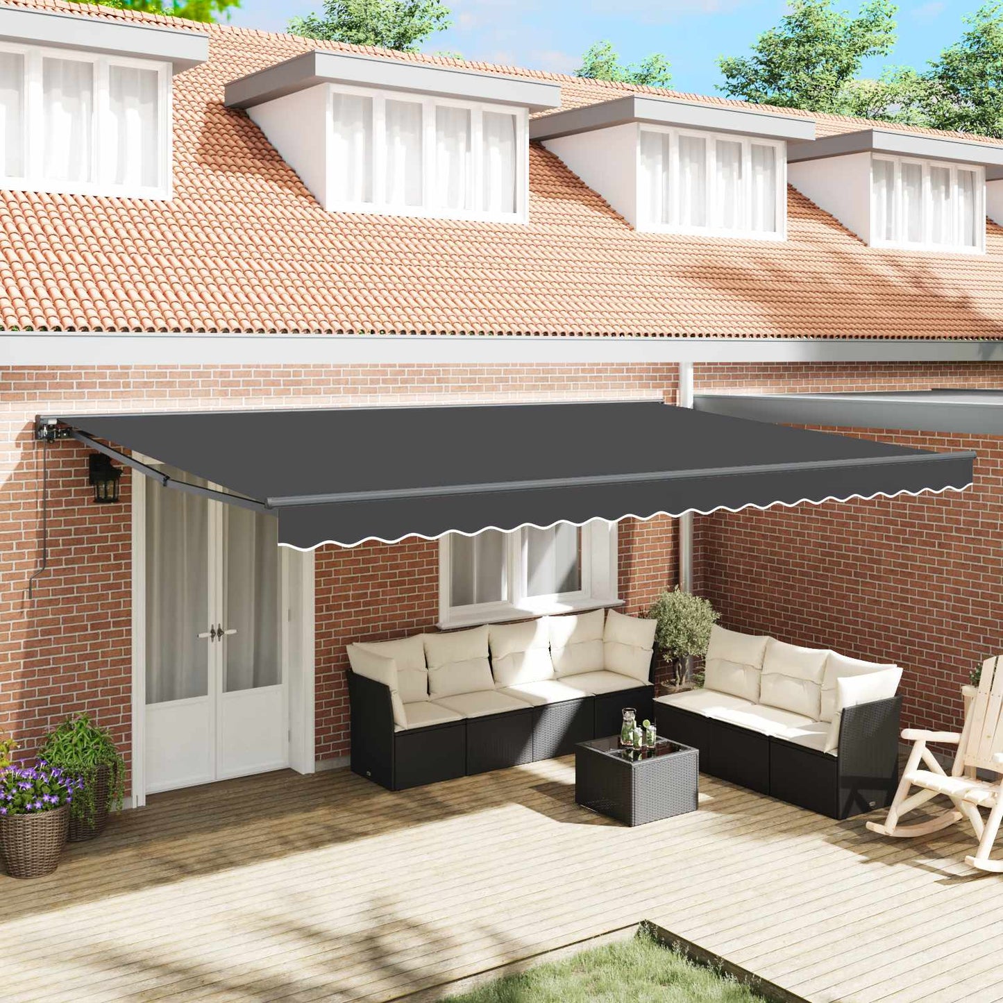 vidaXL Awning Frame Anthracite 500 x 300 cm Polyester with PU coating