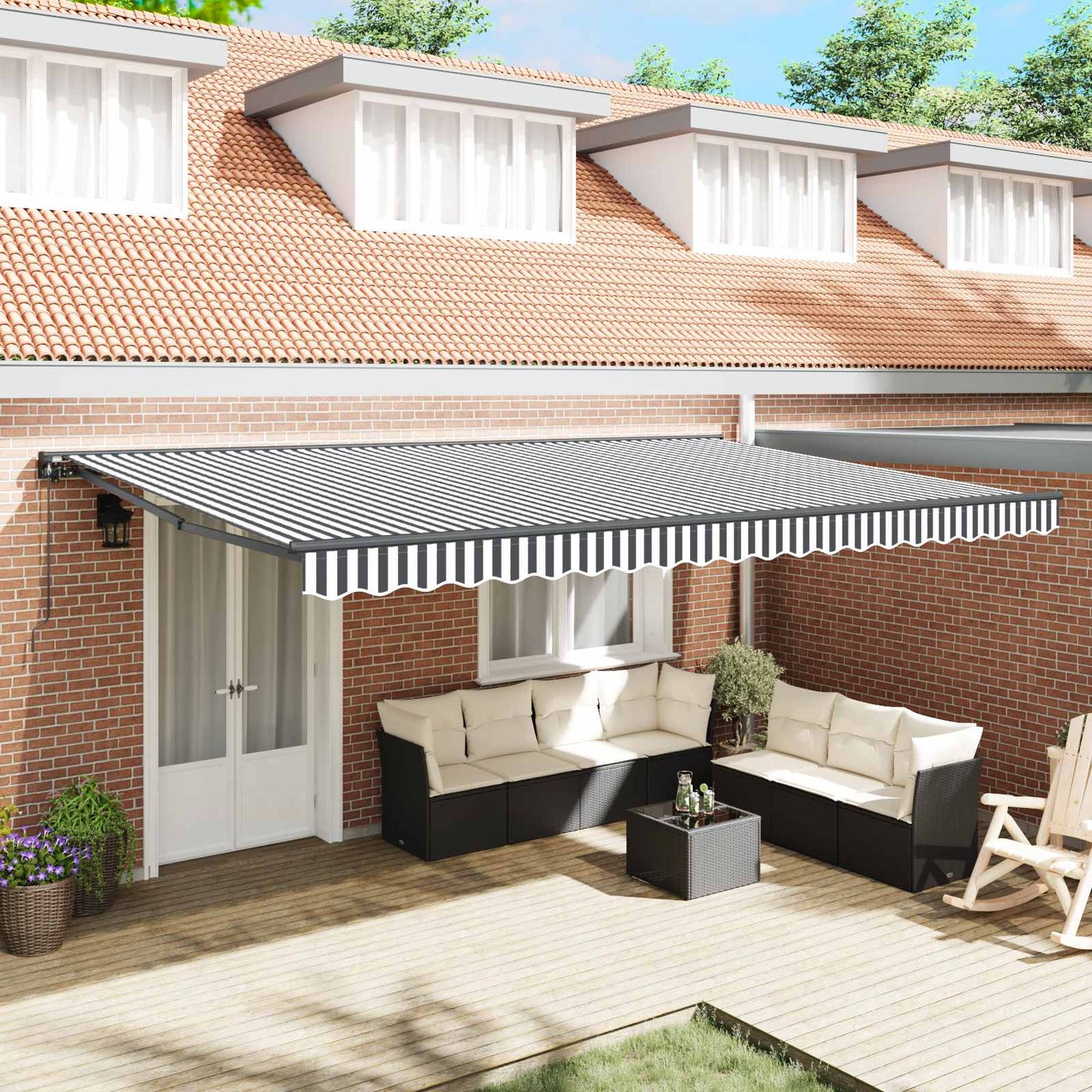 vidaXL Awning Frame Anthracite and White 500 x 300 cm