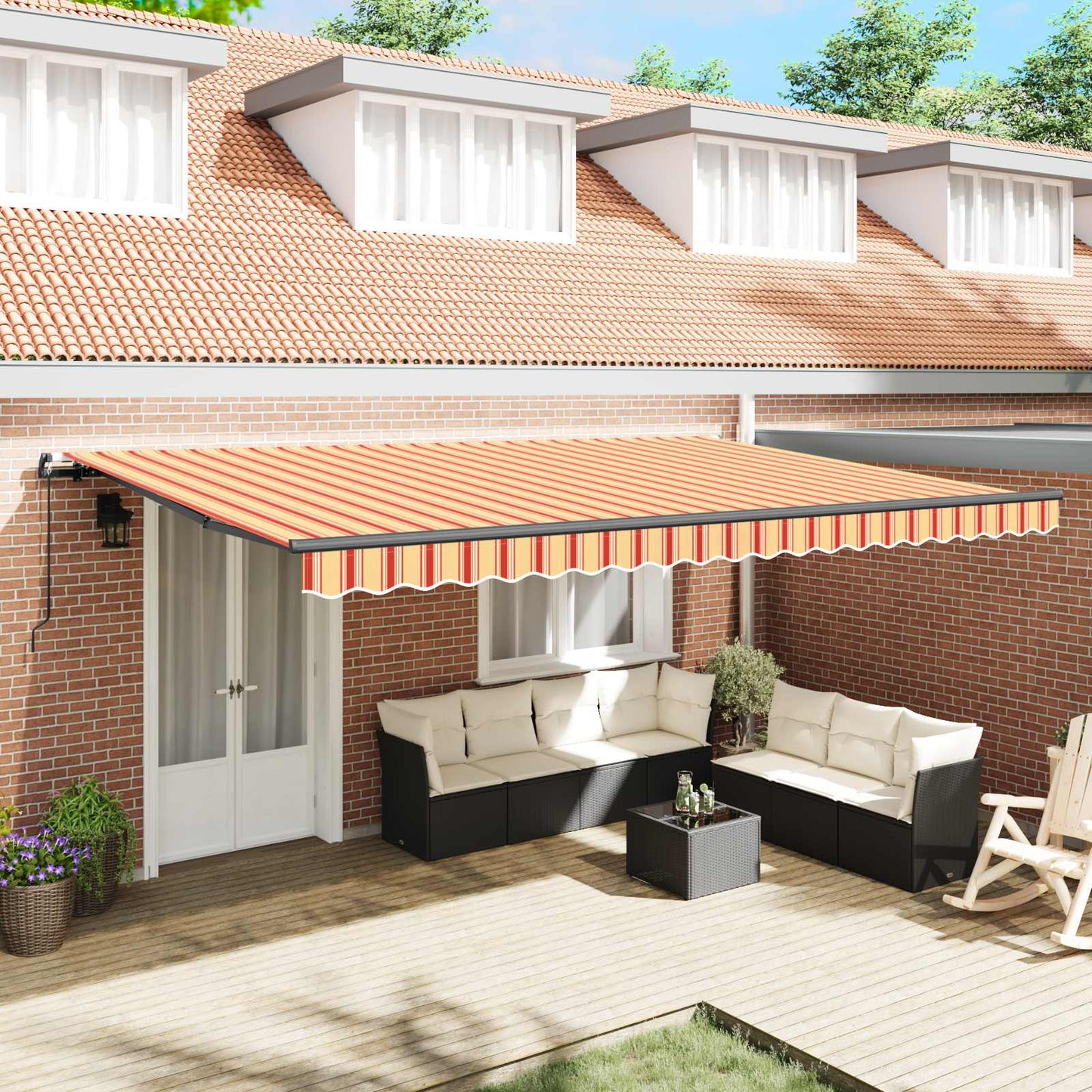 vidaXL Retractable Awning Yellow and Orange 500 x 300 cm