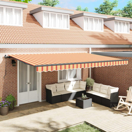 vidaXL Retractable Awning Yellow and Orange 500 x 300 cm