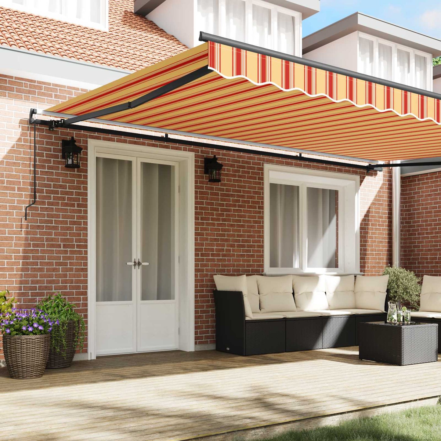 vidaXL Retractable Awning Yellow and Orange 500 x 300 cm