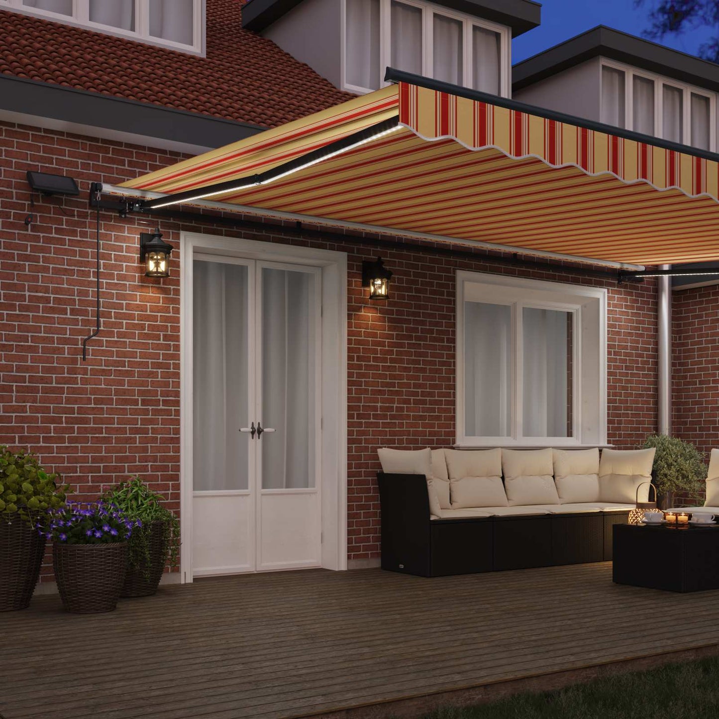 vidaXL Retractable Awning Yellow and Orange 500 x 300 cm