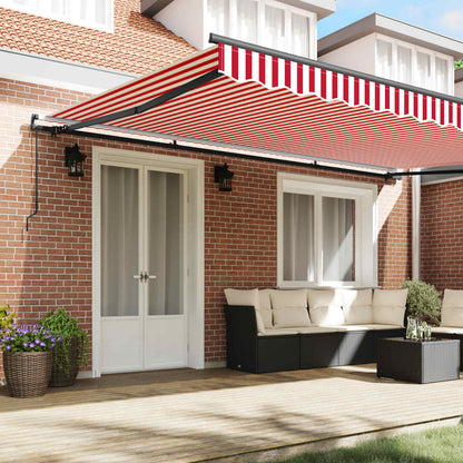 vidaXL Retractable Awning Red and White 500 x 300 cm