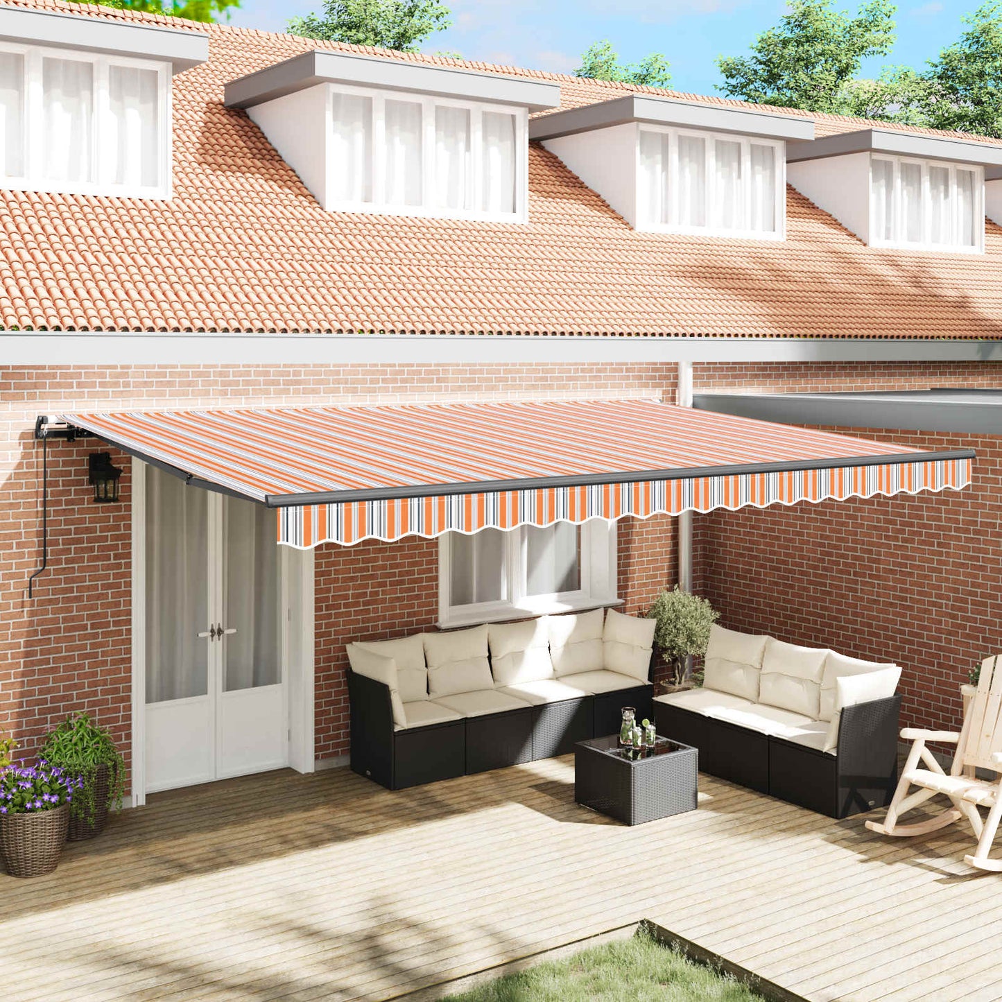 vidaXL Retractable Awning Multicolour 500 x 300 x 165 cm