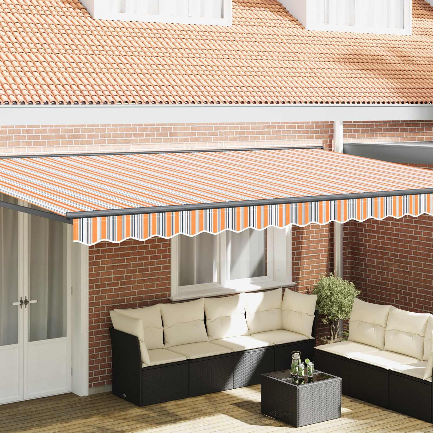 vidaXL Awning Frame Blue and Orange 500 x 300 cm