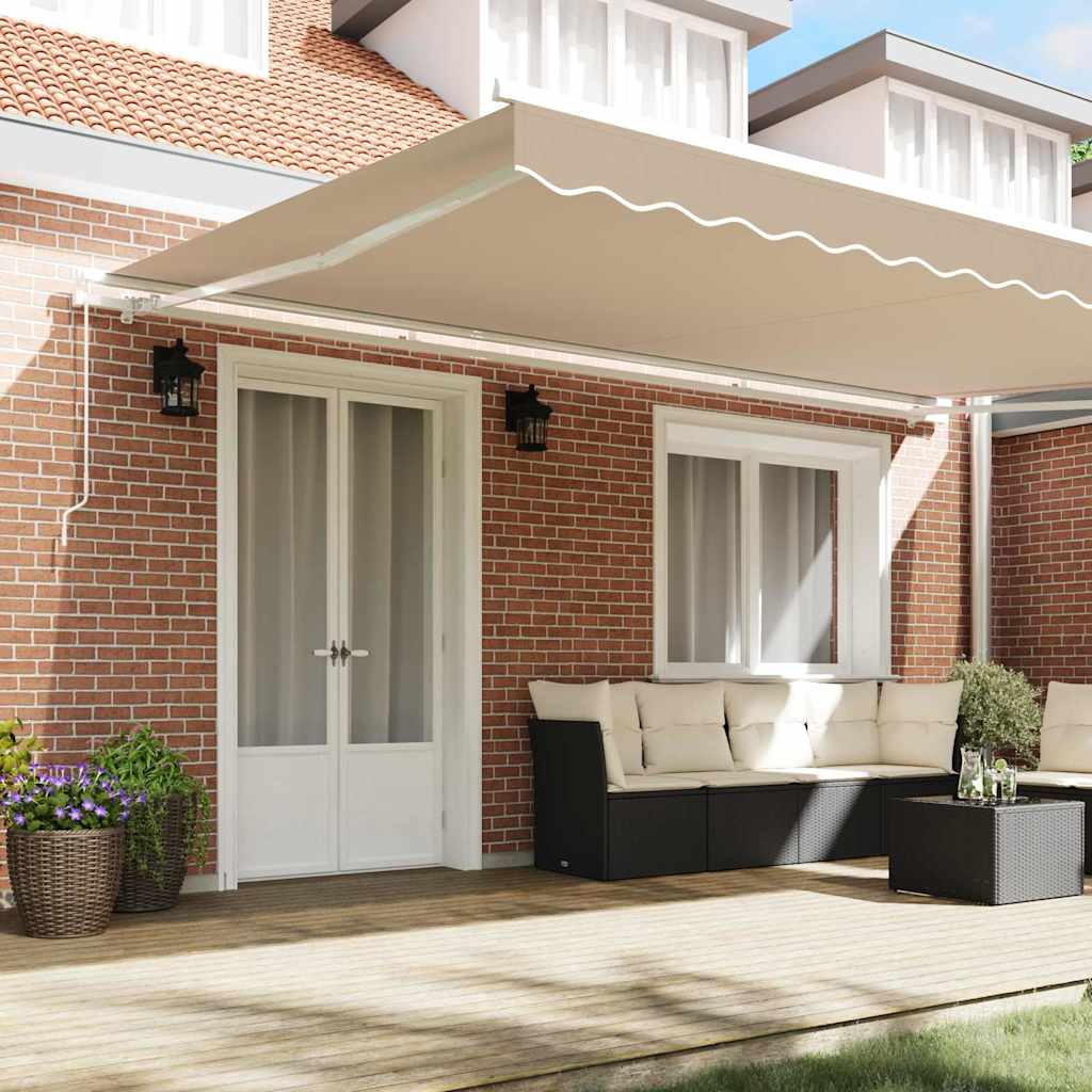 vidaXL Retractable Awning Beige 500 x 300 x 165 cm