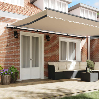 vidaXL Retractable Awning Beige 500 x 300 cm Polyester and Steel