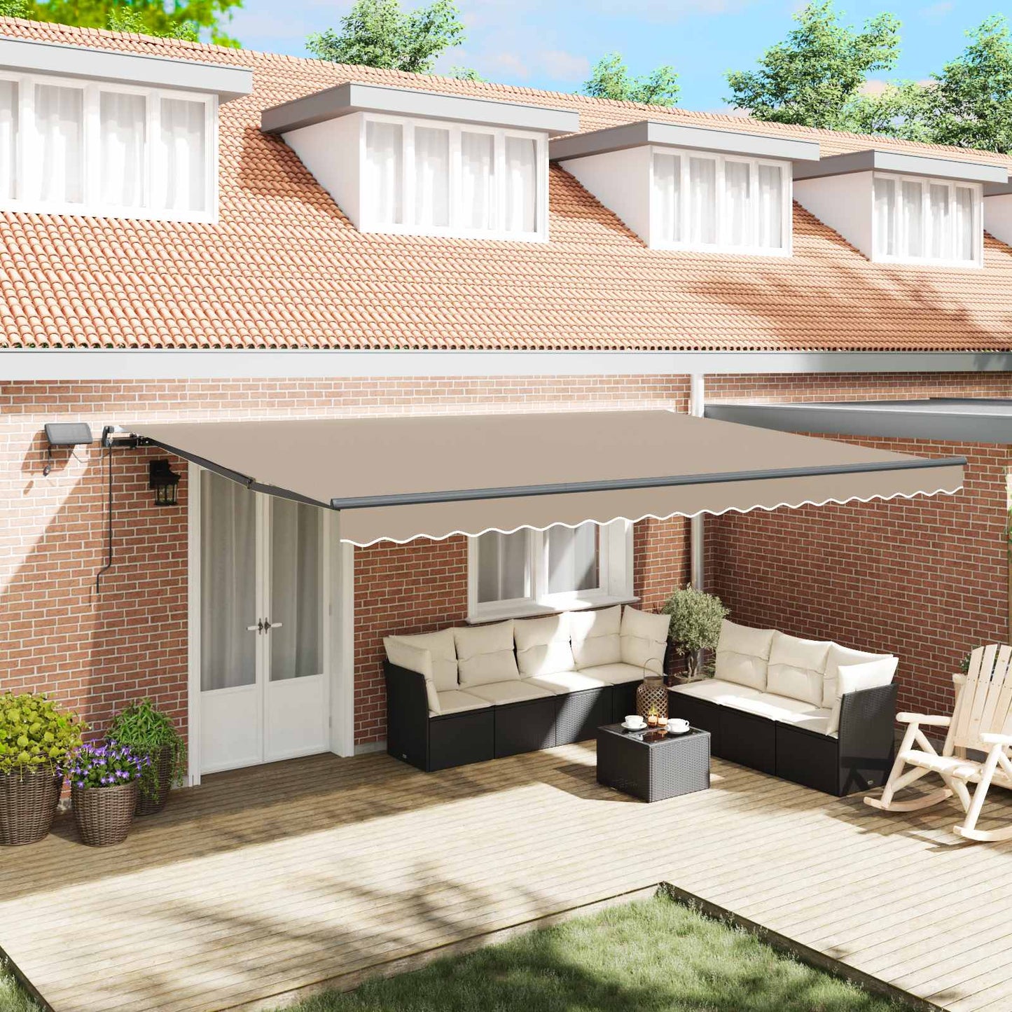 vidaXL Retractable Awning Beige 500 x 300 cm Fabric and Aluminium