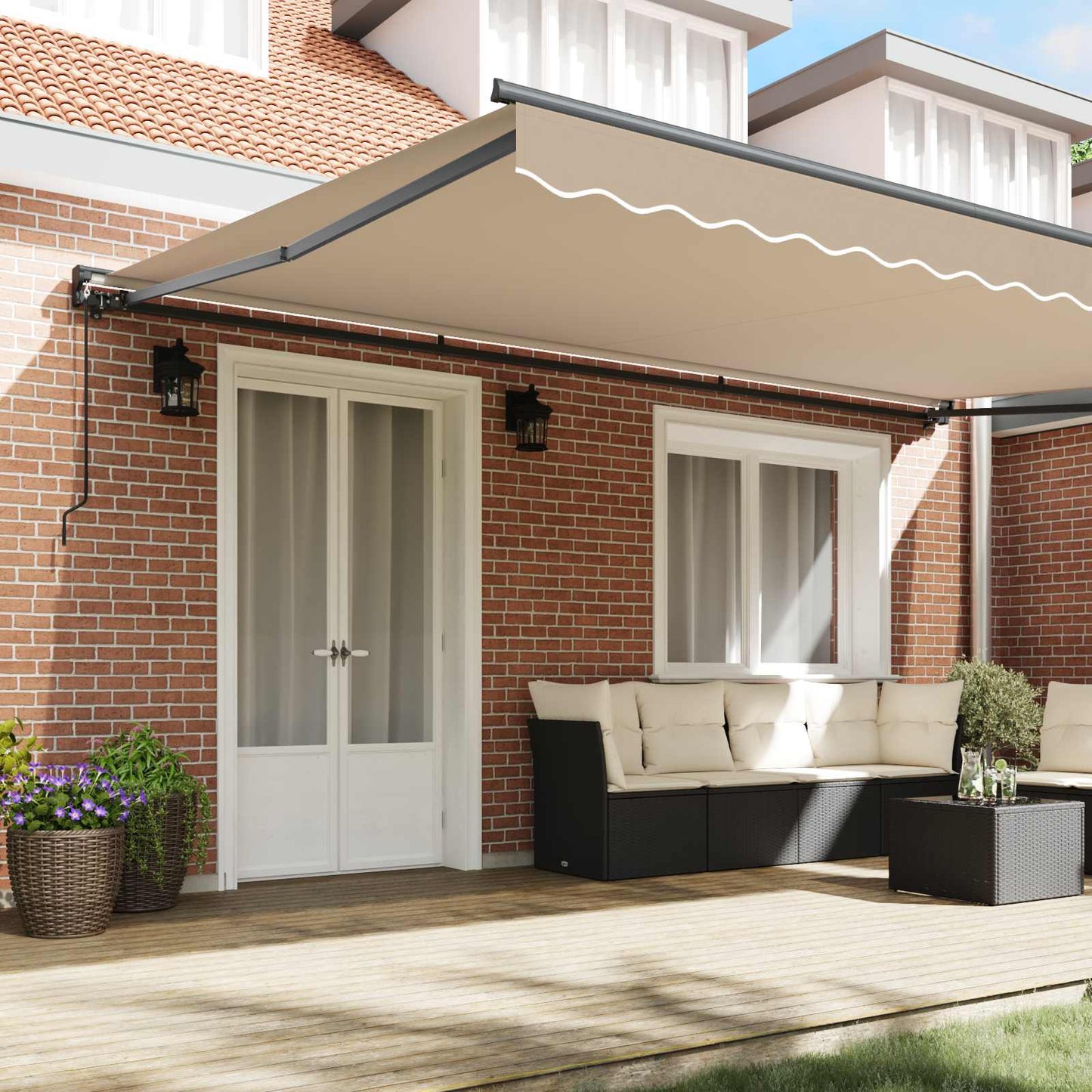 vidaXL Awning Frame Beige 500 x 300 cm Polyester with PU coating