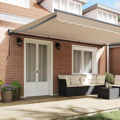 vidaXL Awning Frame Beige 500 x 300 cm Polyester with PU coating