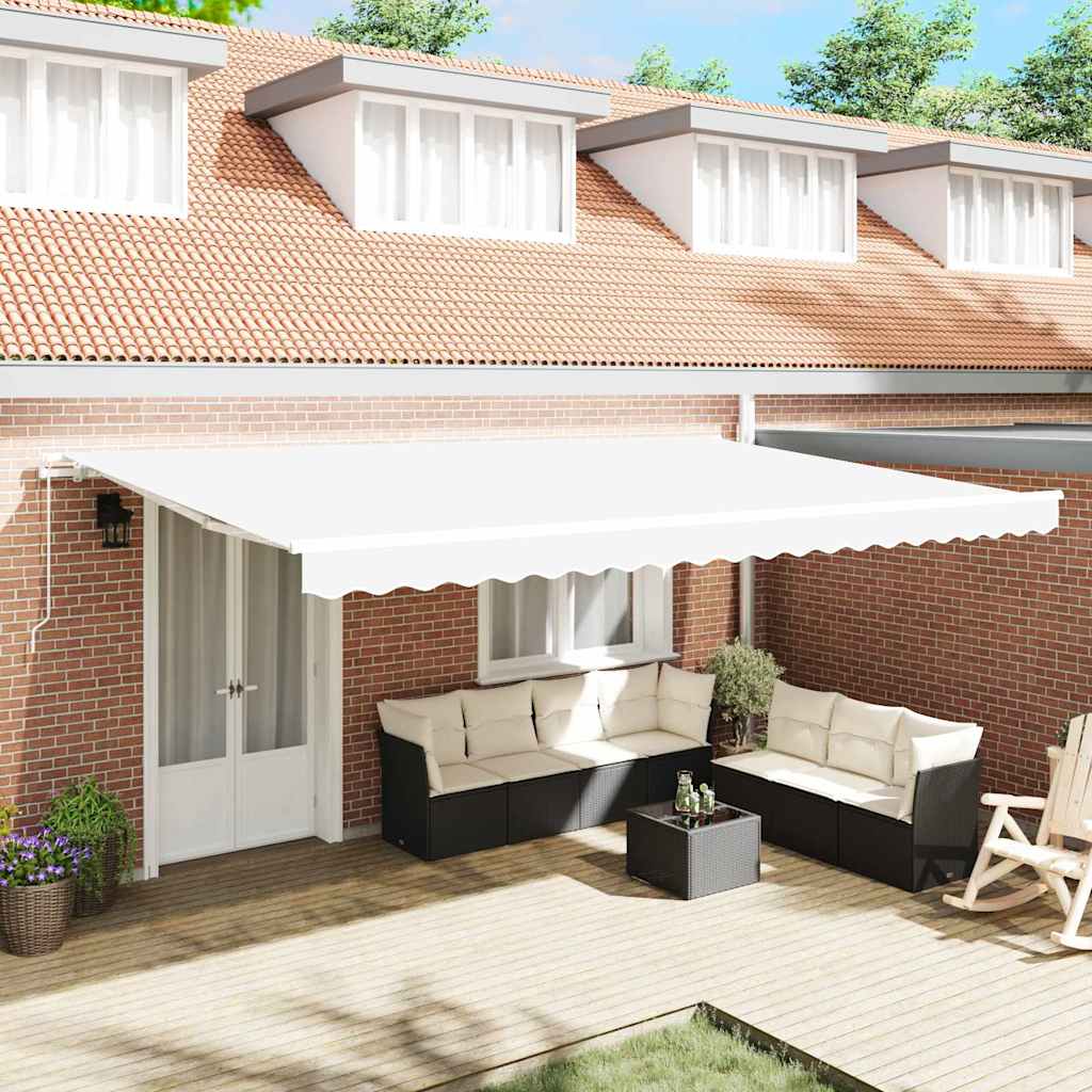 vidaXL Retractable Awning White 500 x 300 x 165 cm