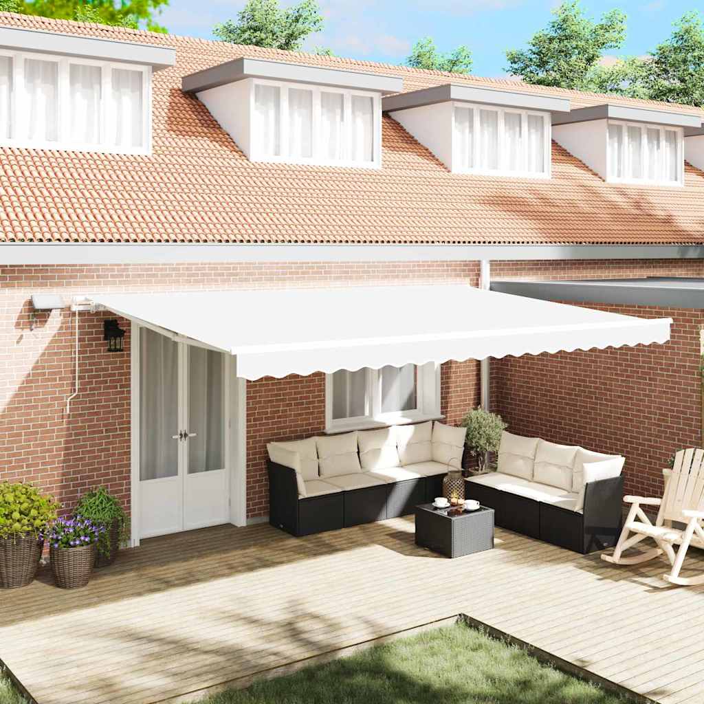 vidaXL Retractable Awning White 500 x 300 cm Fabric and Aluminium