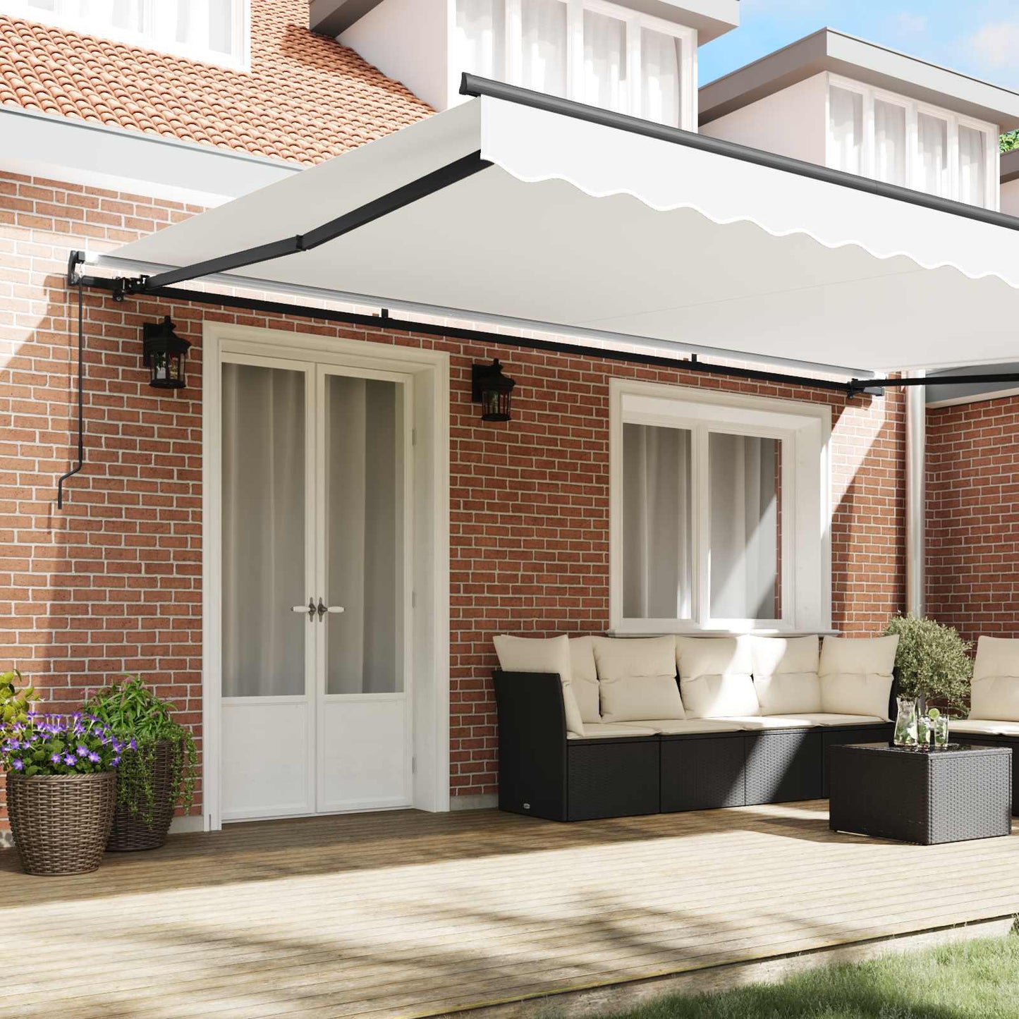vidaXL Retractable Awning White 500 x 300 cm Polyester and Aluminium
