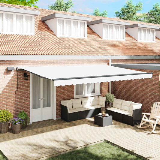 vidaXL Retractable Awning White 500 x 300 cm Fabric and Aluminium