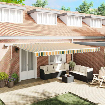 vidaXL Retractable Awning Green and yellow 500 x 300 cm